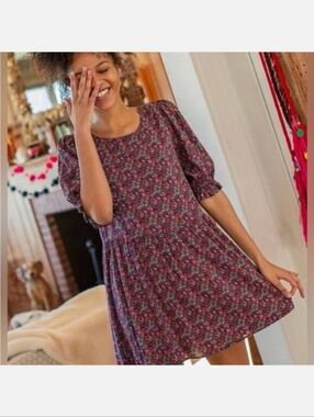 Natural Life Floral Puff Sleeve Mini Dress Size Small